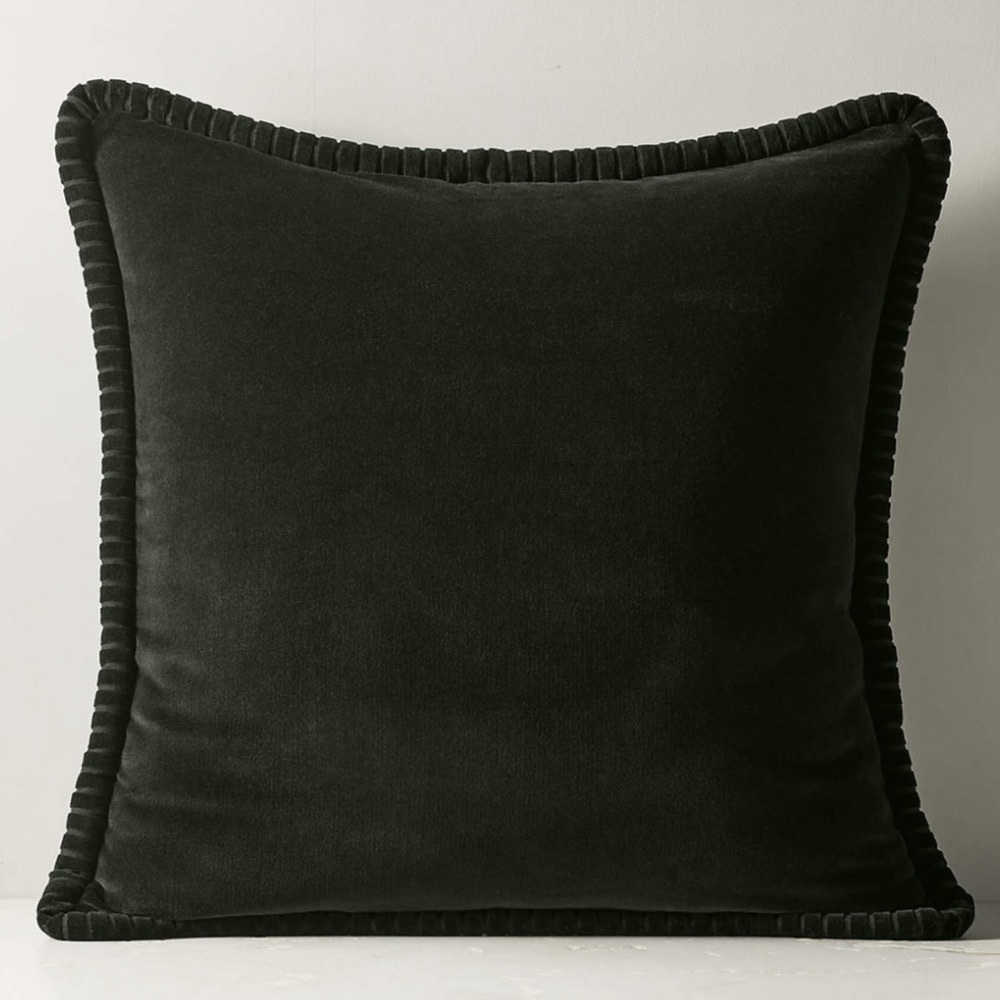 CB2 Brye Dark Green Velvet Throw Pillow Cover 26"X26"